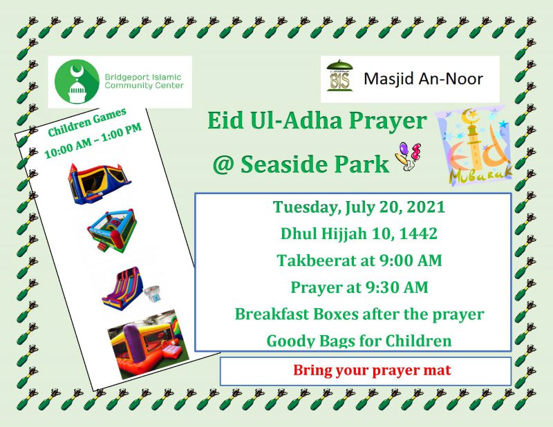 Eid UlAdha Prayer 2021 Prayer Bridgeport Islamic Community Center BICC
